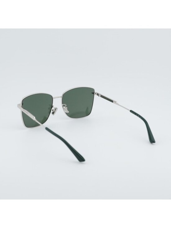 Bottega Veneta BV1237S 003 Sunglasses Silver Square Frame, Green Lenses main image 12